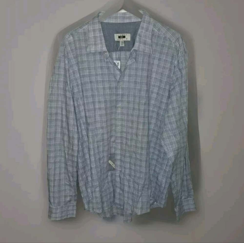 Joseph Abboud Mens Button Dowm Shirt XXL NWT Plaid Blue Purple B24#16